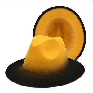 Yellow Black Fade Ombre Fedora Hat